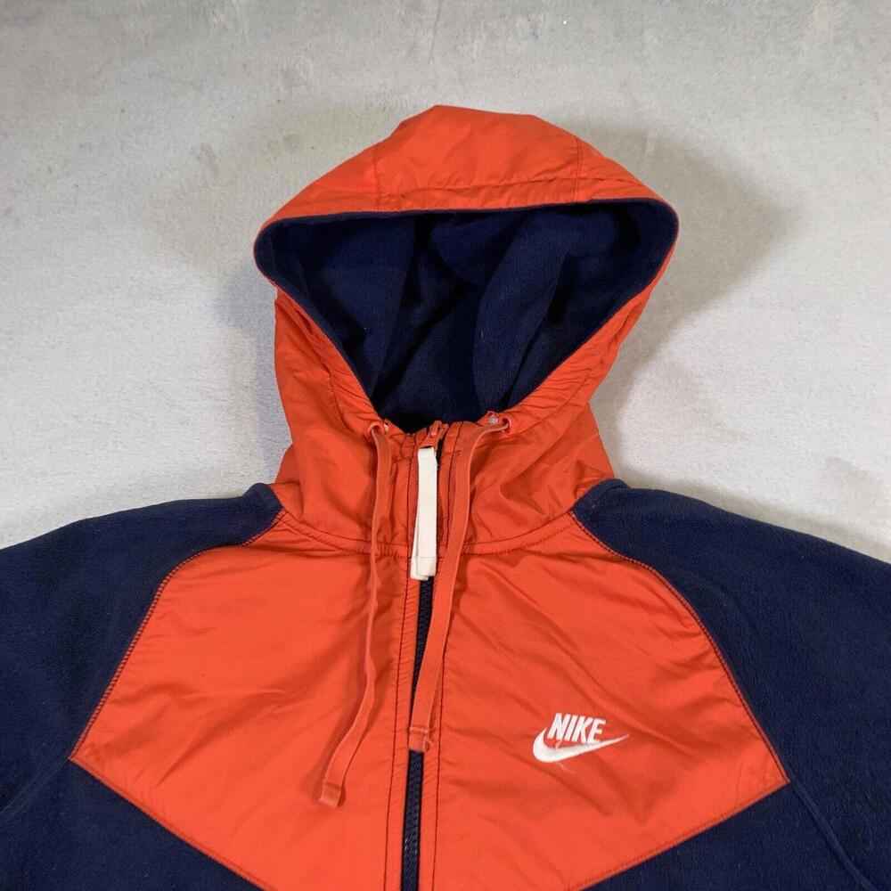 Nike Sportswear Windrunner Full Zip Fleece Jacket Mens Medium Blue Red Hooded B3 - Picture 2 of 15